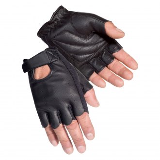 Top Grade Deer Skin Leather Fingerless Motorcycle Gloves Gel Palm